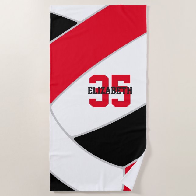 red black or ANY colours personalized volleyball Beach Towel (Front)