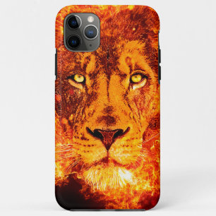 Red Black Orange Flaming Lion Face iPhone 11 Pro Max Case