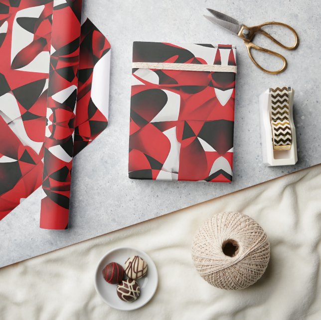 RED BLACK PATTEREN WRAPING PAPER (Crafts)