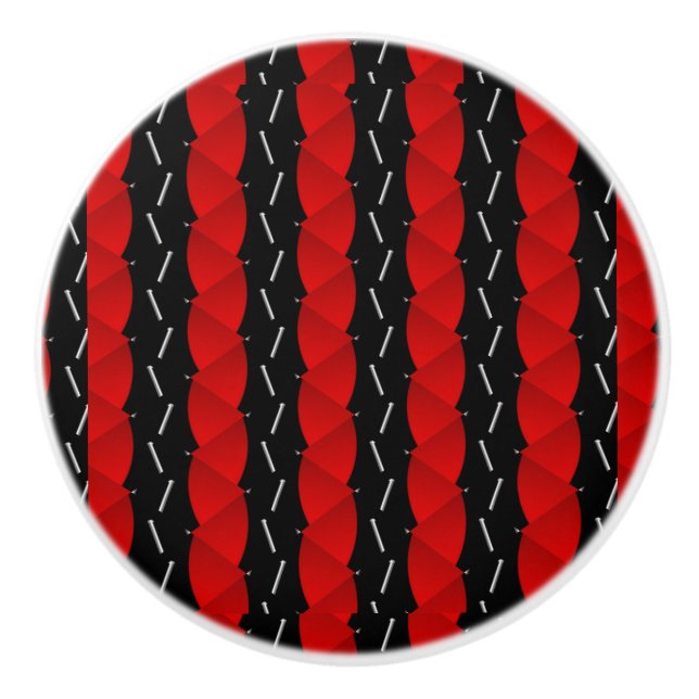 red black pattern fashion trend ceramic knob (Front)