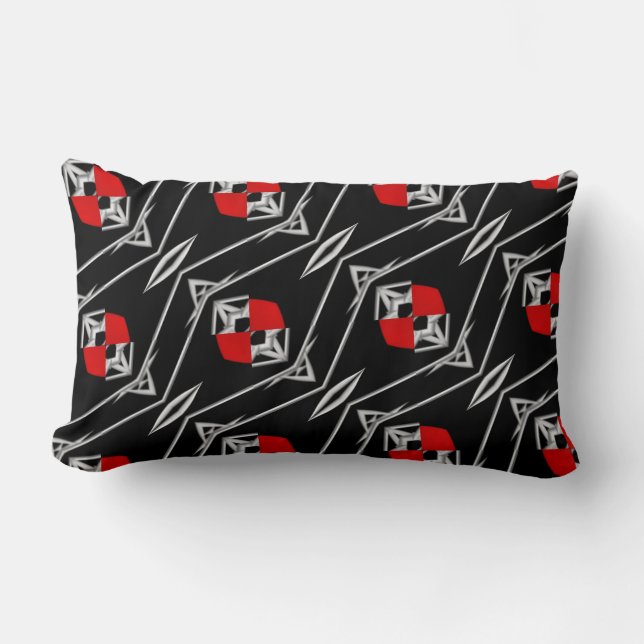 red black pattern fashion trend lumbar pillow (Front)
