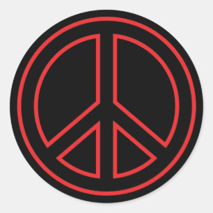 Red & Black Peace Symbol Classic Round Sticker