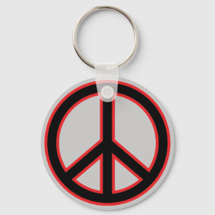 Red & Black Peace Symbol Keychain
