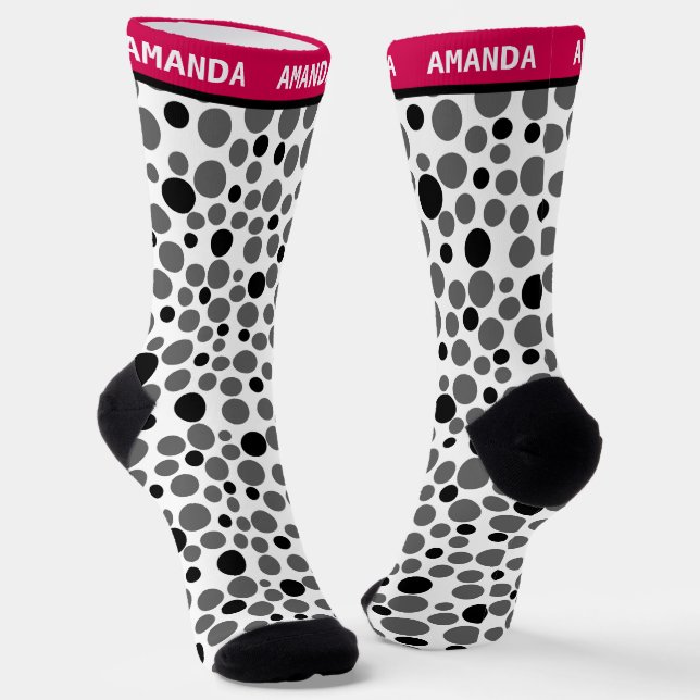 red black peas retro on white background socks (Angled)