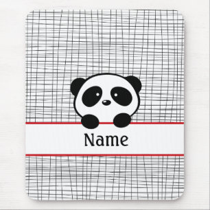 Red Black Personalized Panda Bear Mousepad