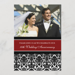 Red Black Photo 10th Anniversary Party Invitation