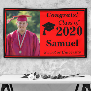 Red Black Photo Class of 2020 Graduation Banner