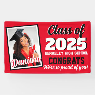Red Black Photo Graduation Banner
