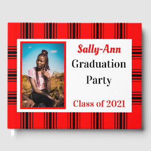 Red Black Photo Graduation Party Guest Book