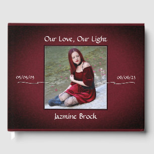Red Black Photo Memorial Guest Book
