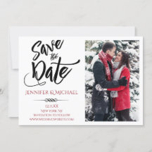 Red Black Photo Save the Date