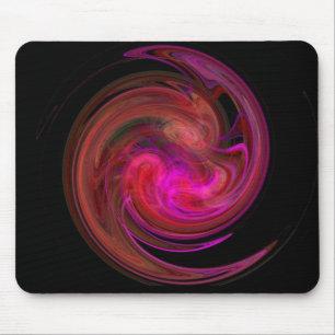RED BLACK  PINK LIGHT VORTEX,Fractal Art Mouse Pad
