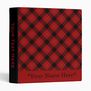 Red Black Plaid 3 Ring Binder