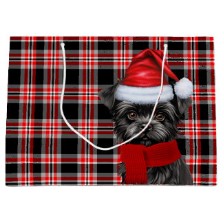 Red Black Plaid Affenpinscher Dog Lover Holiday Large Gift Bag