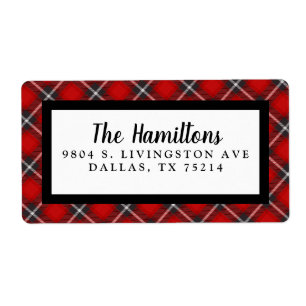 Red Black Plaid Christmas Return Address