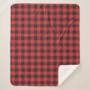 Red Black Plaid Farmhouse Sherpa Blanket