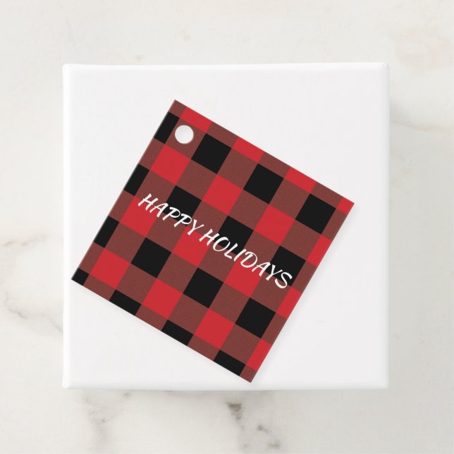 Red & Black Plaid Favour Tags (In Situ)