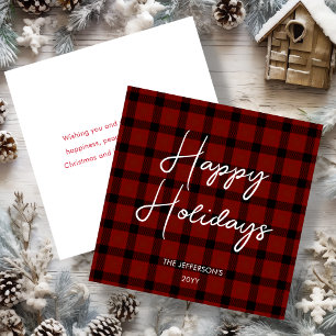 Red & Black Plaid Happy Holidays    Holiday Card