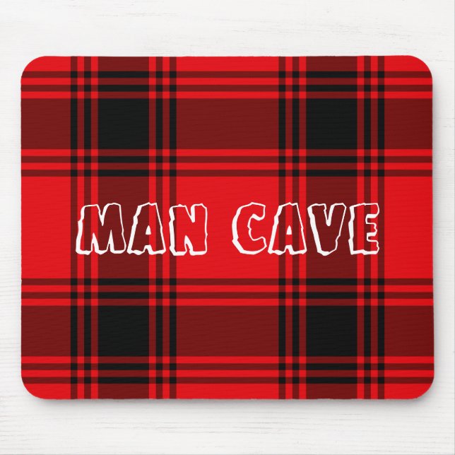Red Black Plaid Man Cave Mouse Pad (Front)