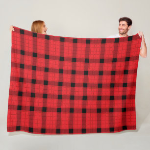 Red Black Plaid Minimalist Christmas Fleece Blanket