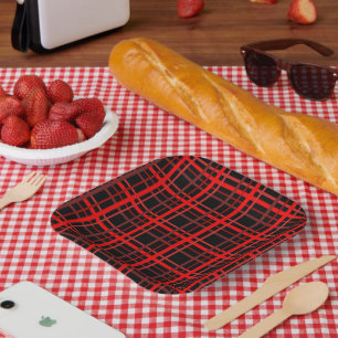 Red & Black Plaid Paper Plate