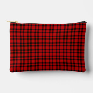 Red Black Plaid Pattern Small Accessory Pouch