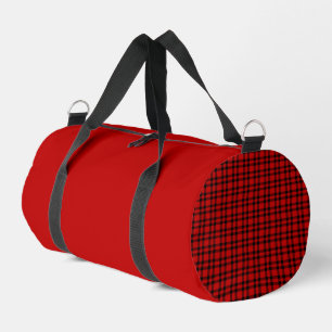Red Black Plaid Pattern Small Duffle Bag