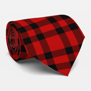 Red Black Plaid Pattern Tie