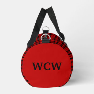 Red Black Plaid Personalize Pattern Small Duffle Bag