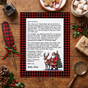 Red & Black Plaid Personalized Letter From Santa