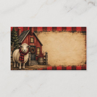 Red/Black Plaid Primitive Sheep Business Card