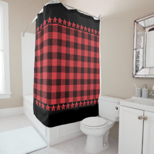 Red & Black Plaid Red Stars Accent