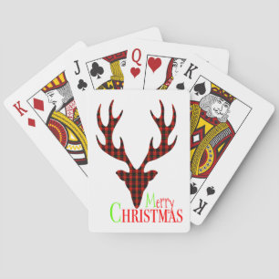 Red Black Plaid Reindeer Christmas Playing Cards