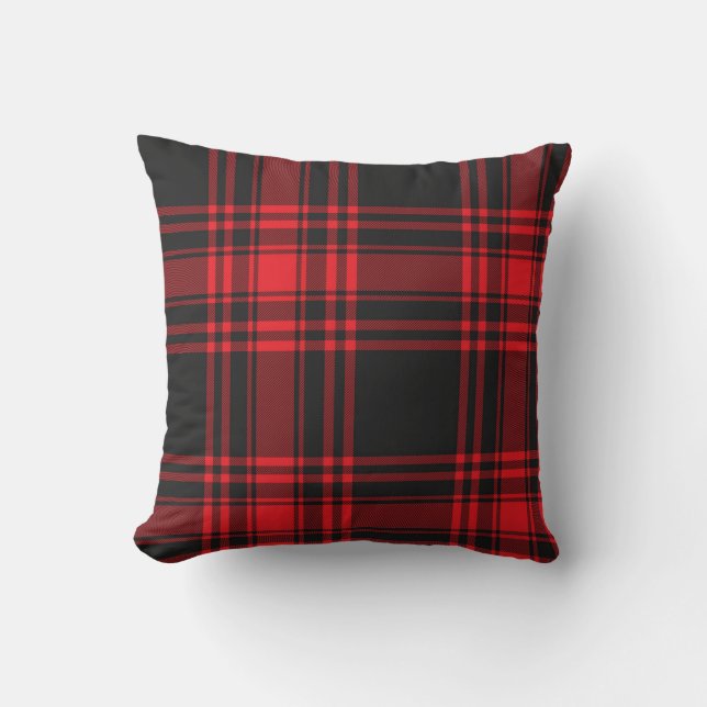Red & Black Plaid Throw Pillow (Front)
