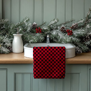 Red Black Plaid Towels Cozy Gift for New Homeowner
