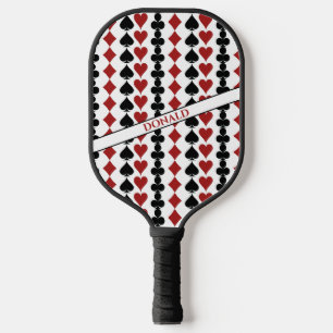 Red Black Playing Card Suits Casino Pattern Pickleball Paddle