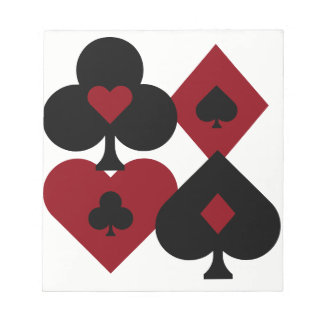 Red & Black Poker Card Deck Suits Notepad