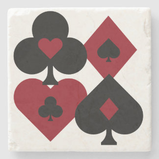 Red & Black Poker Card Deck Suits Stone Coaster