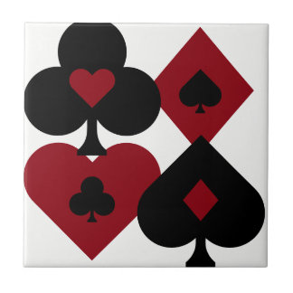 Red & Black Poker Card Deck Suits Tile