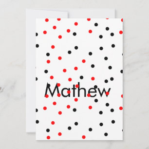 Red black polka dots add name text letter monogram holiday card