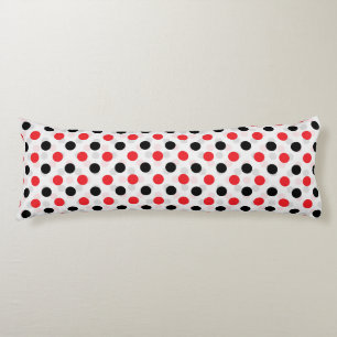 Red Black Polka Dots Textile Pattern Design Body Pillow