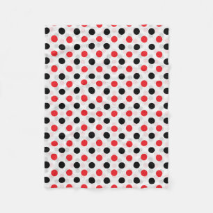 Red Black Polka Dots Textile Pattern Design Fleece Blanket
