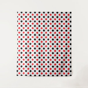Red Black Polka Dots Textile Pattern Design Tapestry