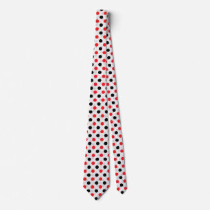 Red Black Polka Dots Textile Pattern Design Tie