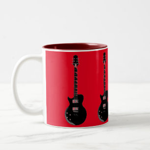 Red Black Pop Art Electric Guitar Two-Tone Coffee Mug