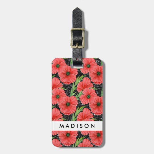 Red & Black Poppies Luggage Tag