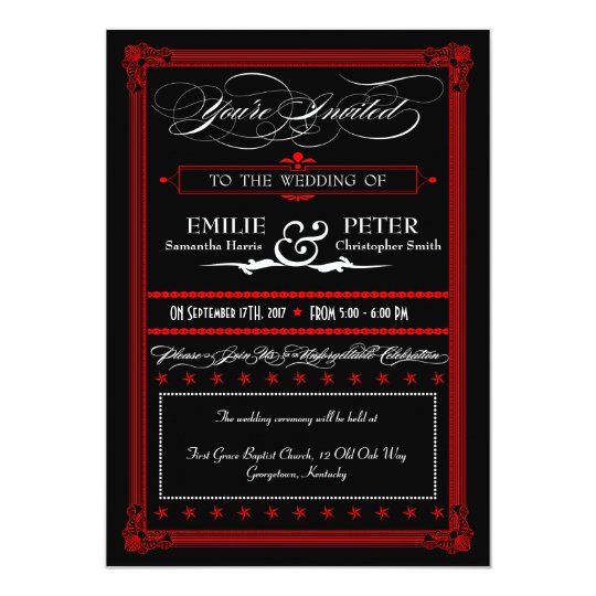 Red & Black Poster Style Wedding Invitations