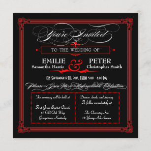Red & Black Poster Style Wedding Invitations