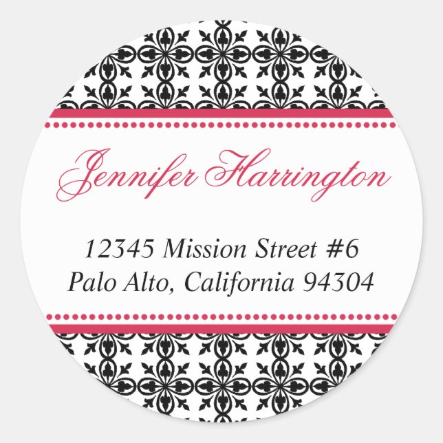 Red black preppy custom fancy return address label (Front)