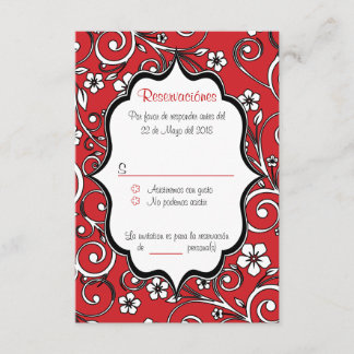 Red & Black Quinceañera Spanish RSVP Card